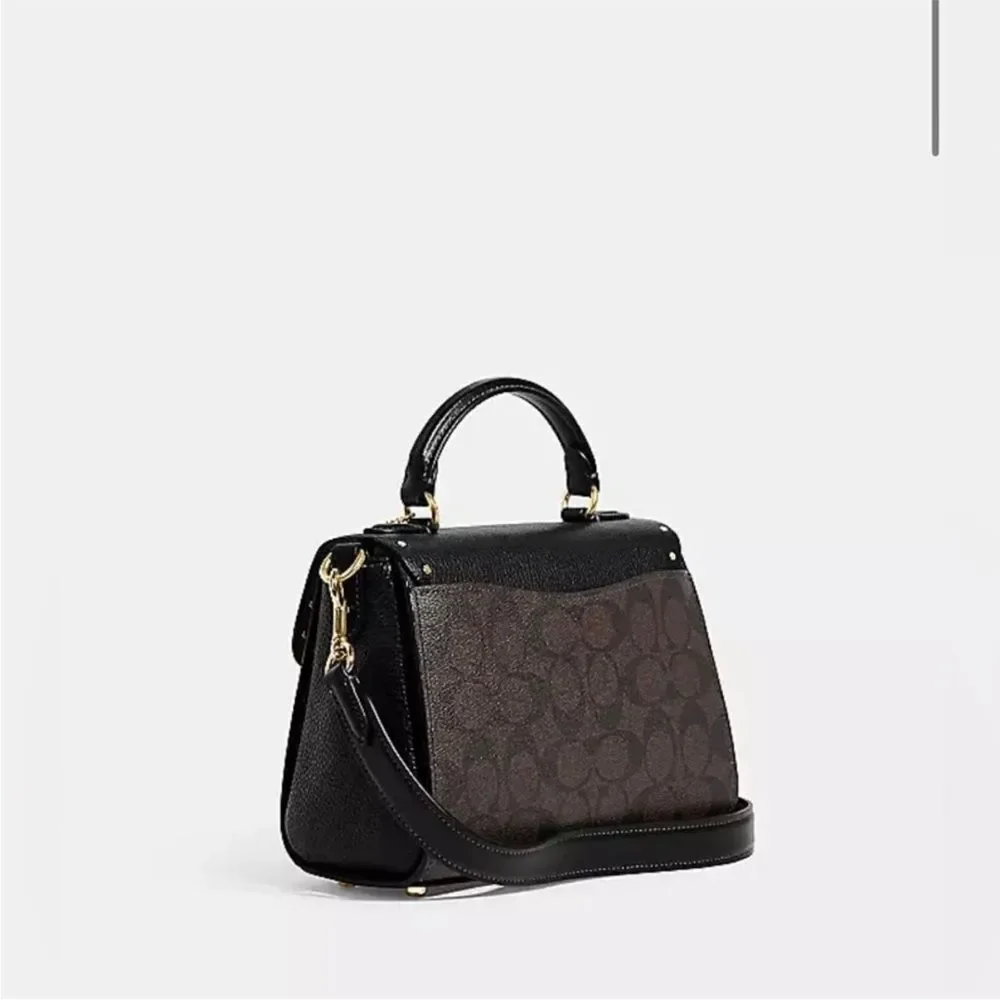 Coach Top Handle Satchel In Color Block Signature Canvas With Rivets